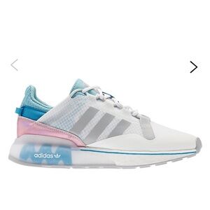 Adidas Originals White and Pink ZX 2K Boost Sneakers